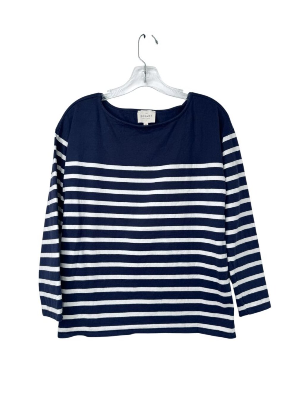 Sézane Navy and White Striped Noan Marinière Sweater - Picture 5 of 11